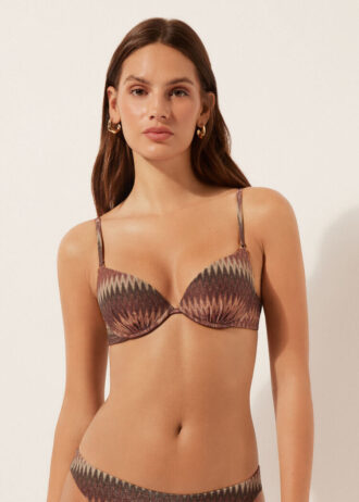Altın Chevron Push-up Bikini Üstü