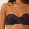 Bandeau Bikini Üstü Koyu Hayvan Desenli
