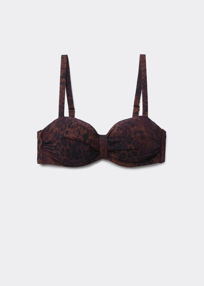 Bandeau Bikini Üstü Koyu Hayvan Desenli