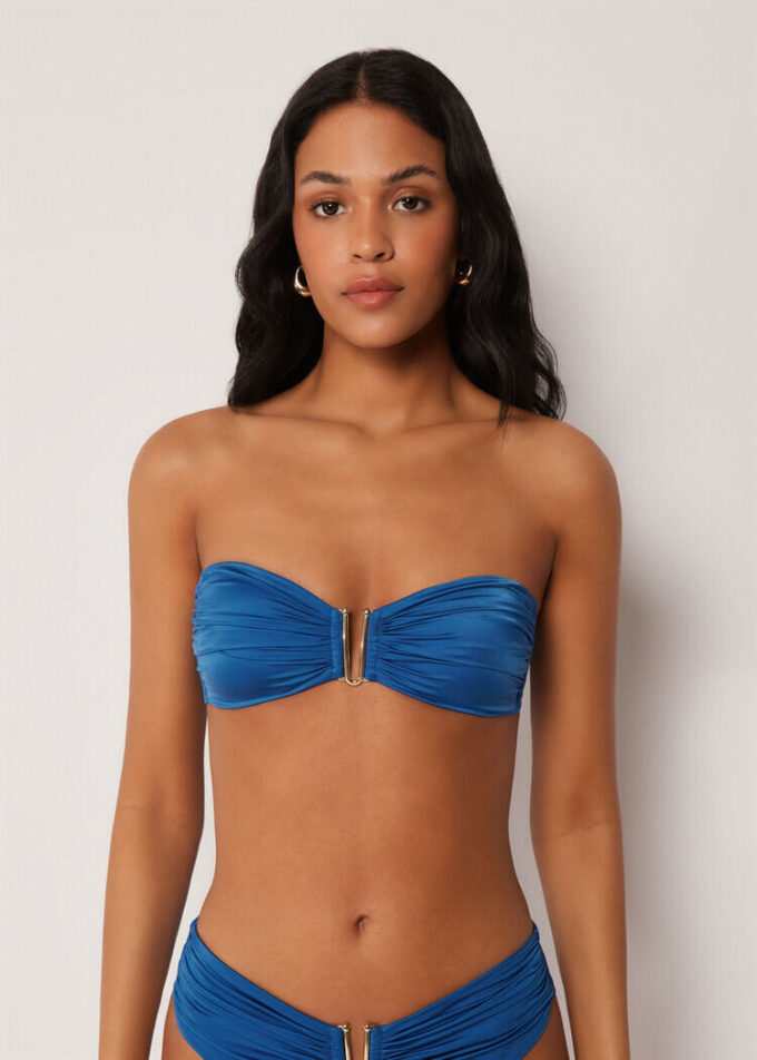 Bandeau Bikini Üstü Parlak Saten