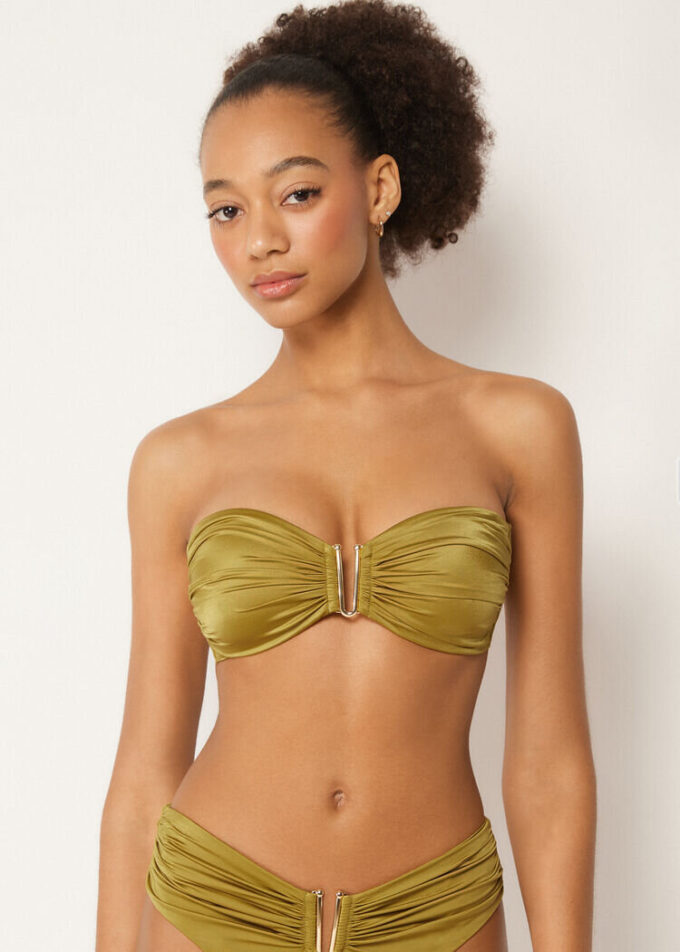 Bandeau Bikini Üstü Parlak Saten