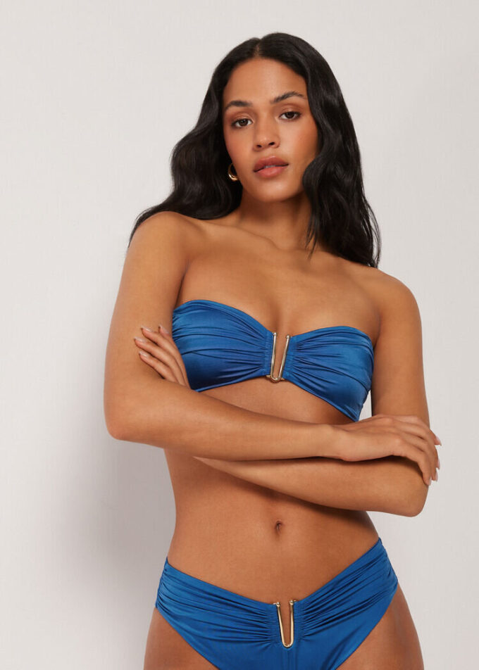 Bandeau Bikini Üstü Parlak Saten