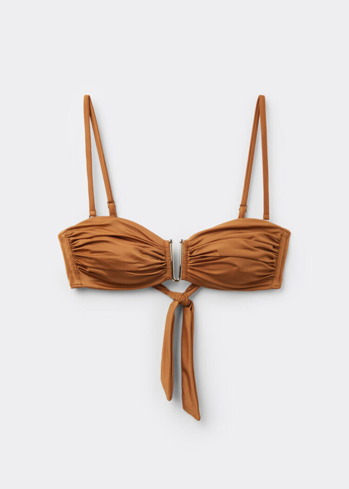 Bandeau Bikini Üstü Parlak Saten