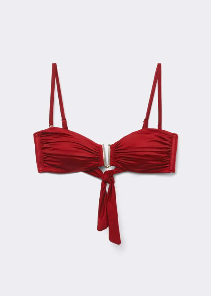 Bandeau Bikini Üstü Parlak Saten