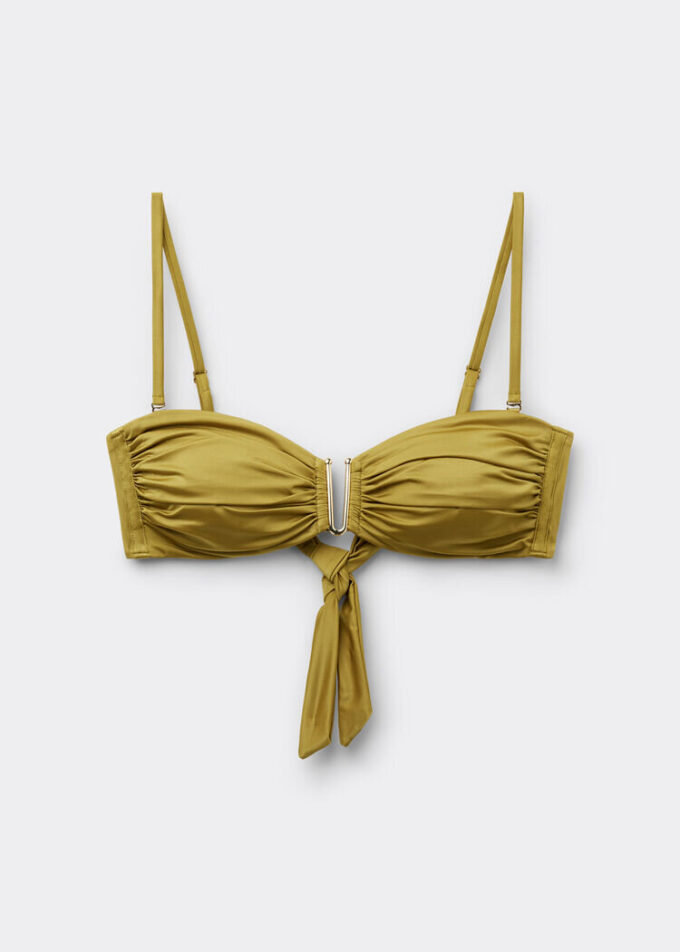 Bandeau Bikini Üstü Parlak Saten
