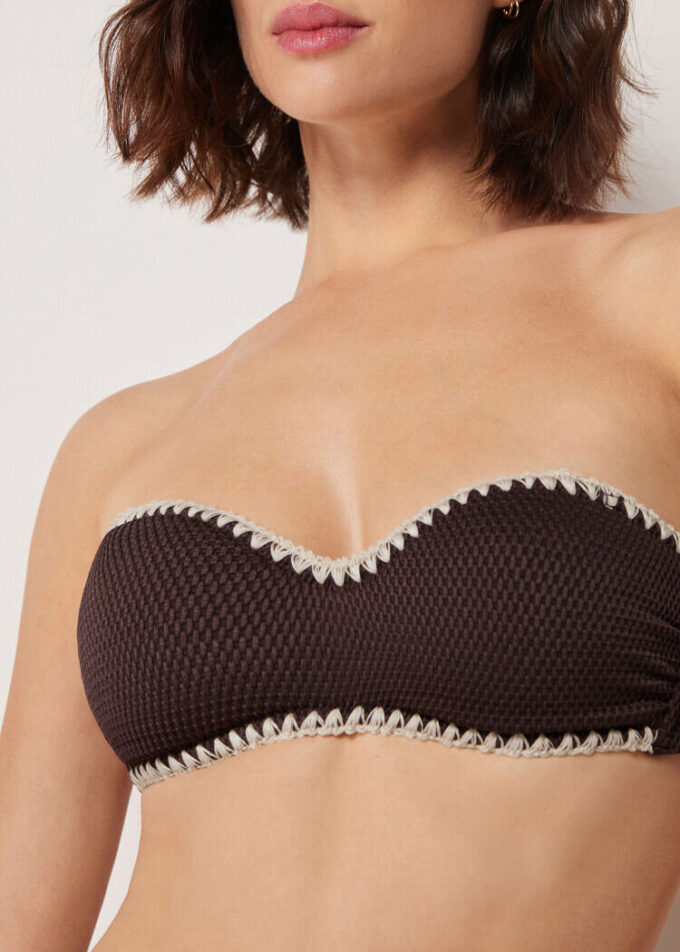 Bandeau Mayo Üstü İki Renkli Nakış