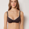Bicolor Embroidery Balkonet Bikini Üstü