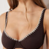 Bicolor Embroidery Balkonet Bikini Üstü