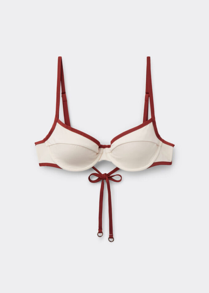 Bicolor Piping Balkonet Bikini Üstü