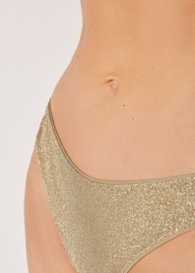 Brezilya Kesim Bikini Altları Metallic Glow