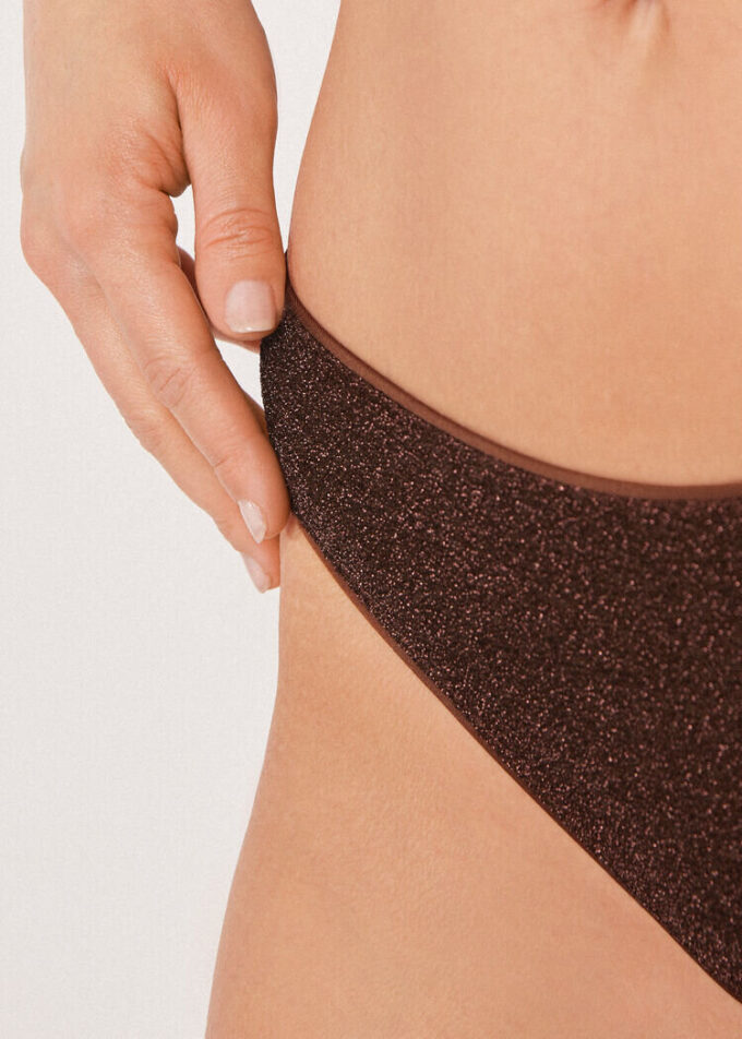Brezilya Kesim Bikini Altları Metallic Glow