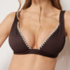 Dolgulu Üçgen Bikini Üstü İki Renkli Nakış