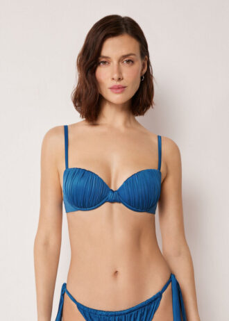 Dolgulu Push-Up Bikini Üstü Parlak Saten