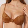 Dolgulu Push-Up Bikini Üstü Parlak Saten