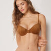 Dolgulu Push-Up Bikini Üstü Parlak Saten