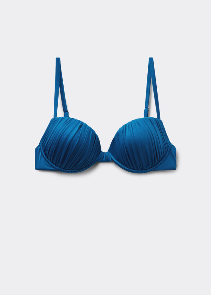 Dolgulu Push-Up Bikini Üstü Parlak Saten