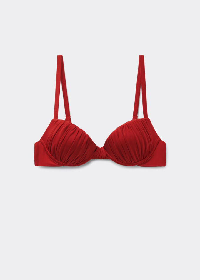 Dolgulu Push-Up Bikini Üstü Parlak Saten