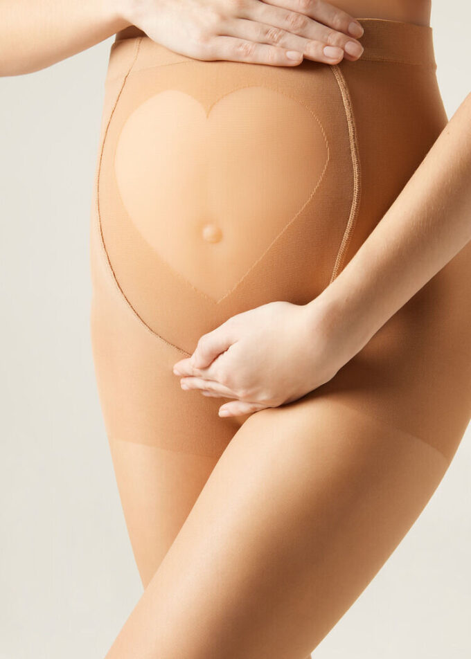 Şeffaf Kalpli Sheer 20 Denye Maternity Tayt
