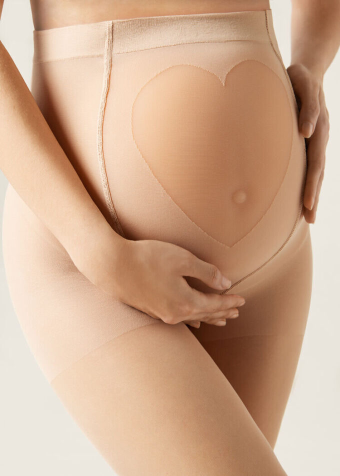 Şeffaf Kalpli Sheer 20 Denye Maternity Tayt