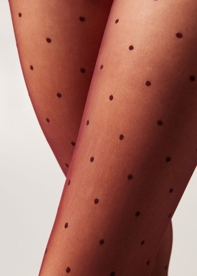 Şeffaf Polka Dot Tayt