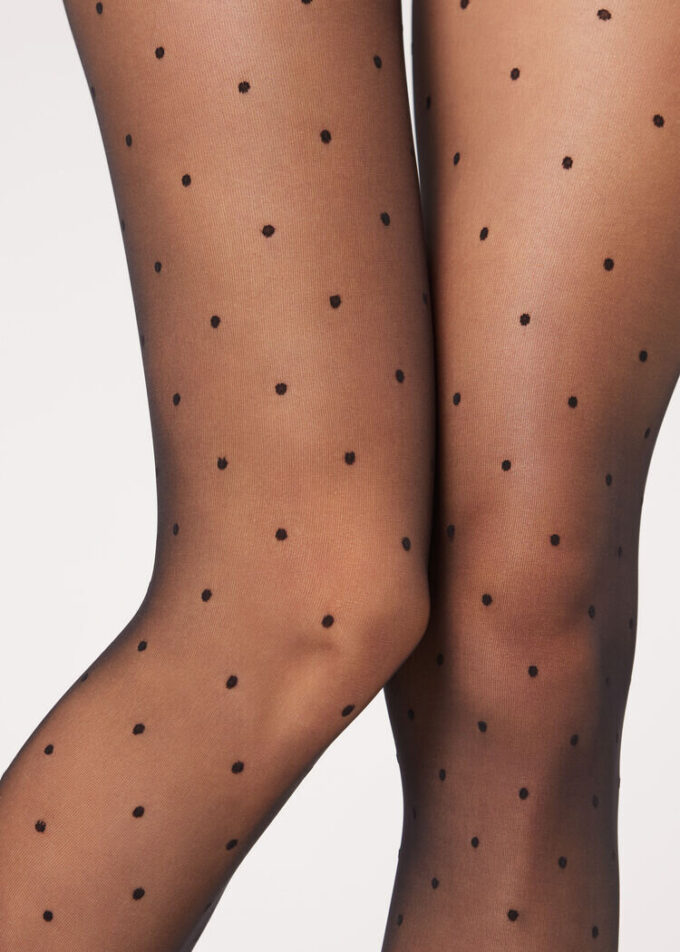 Şeffaf Polka Dot Tayt
