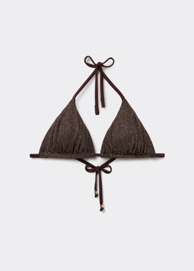 Üçgen Bikini Üstü Kahverengi Glitter