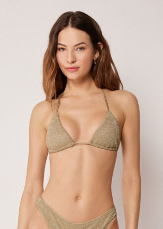 Üçgen Bikini Üstü Metalik Parlak