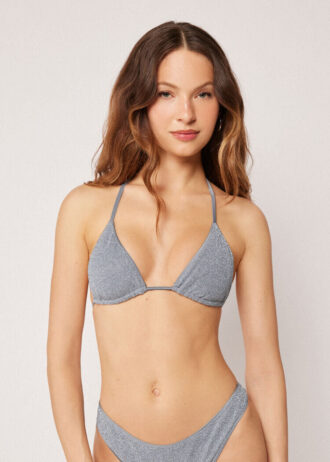 Üçgen Bikini Üstü Metalik Parlak