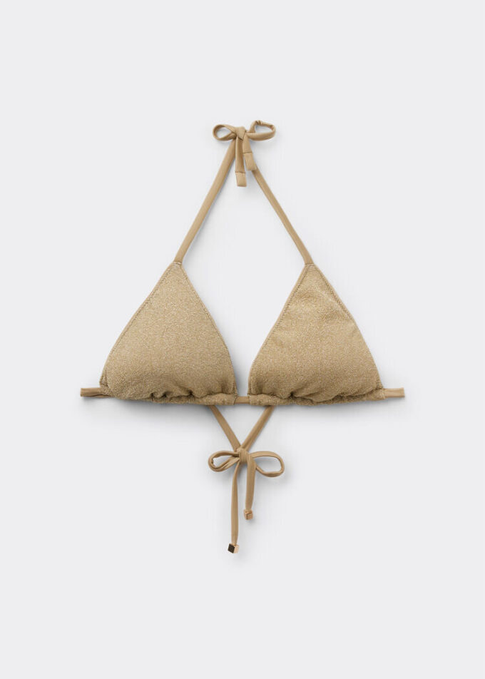 Üçgen Bikini Üstü Metalik Parlak