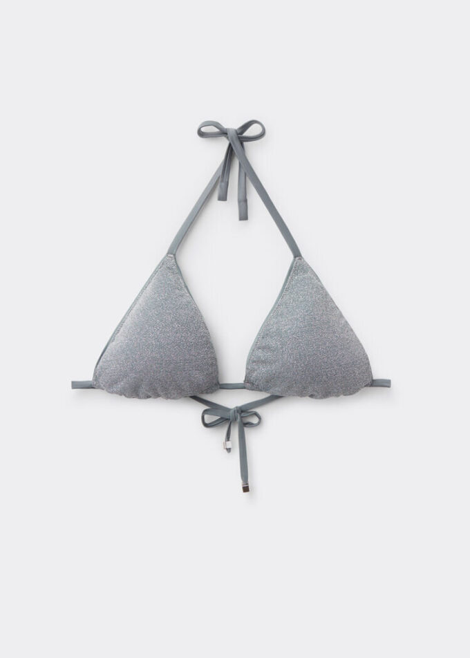 Üçgen Bikini Üstü Metalik Parlak