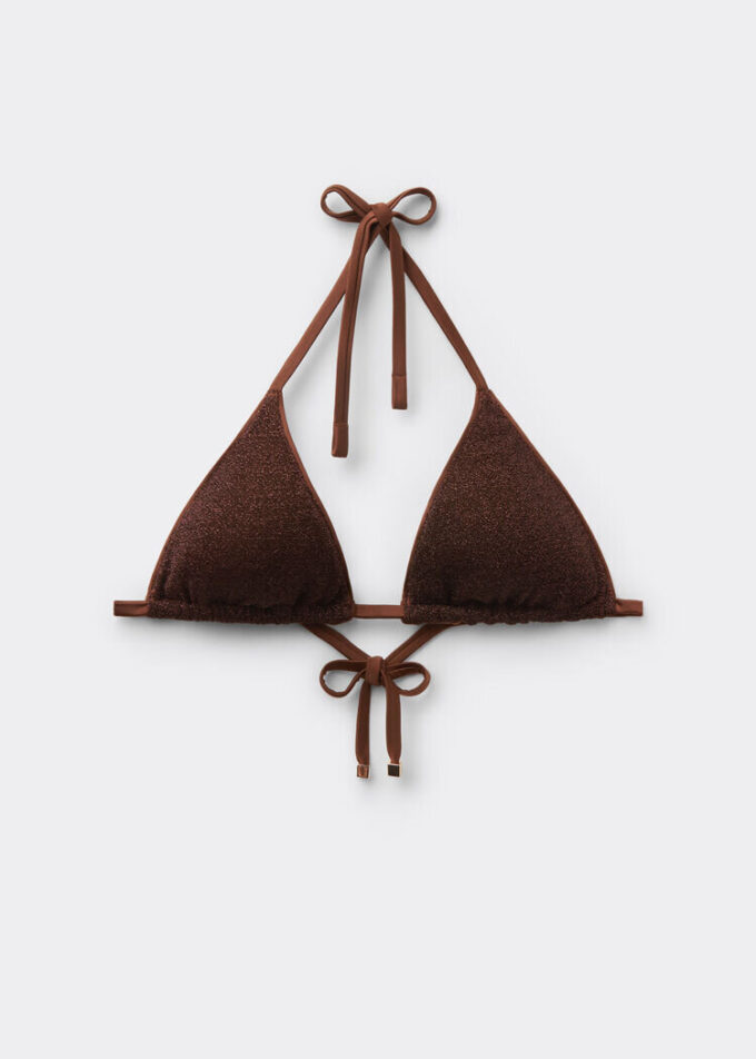 Üçgen Bikini Üstü Metalik Parlak
