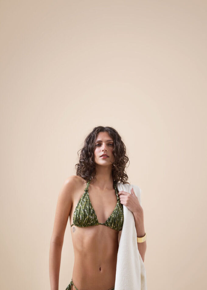 Üçgen Bikini Üstü Natural Tie-Dye