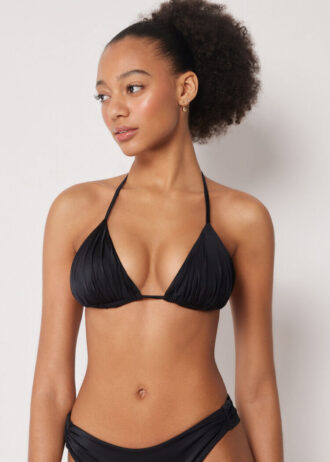 Üçgen Bikini Üstü Parlak Saten