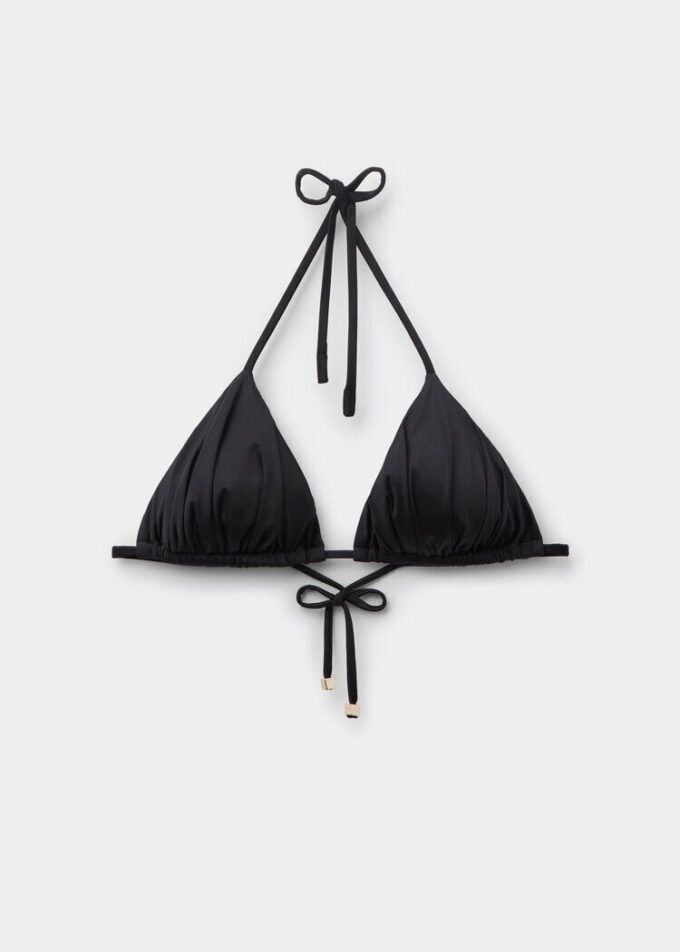 Üçgen Bikini Üstü Parlak Saten