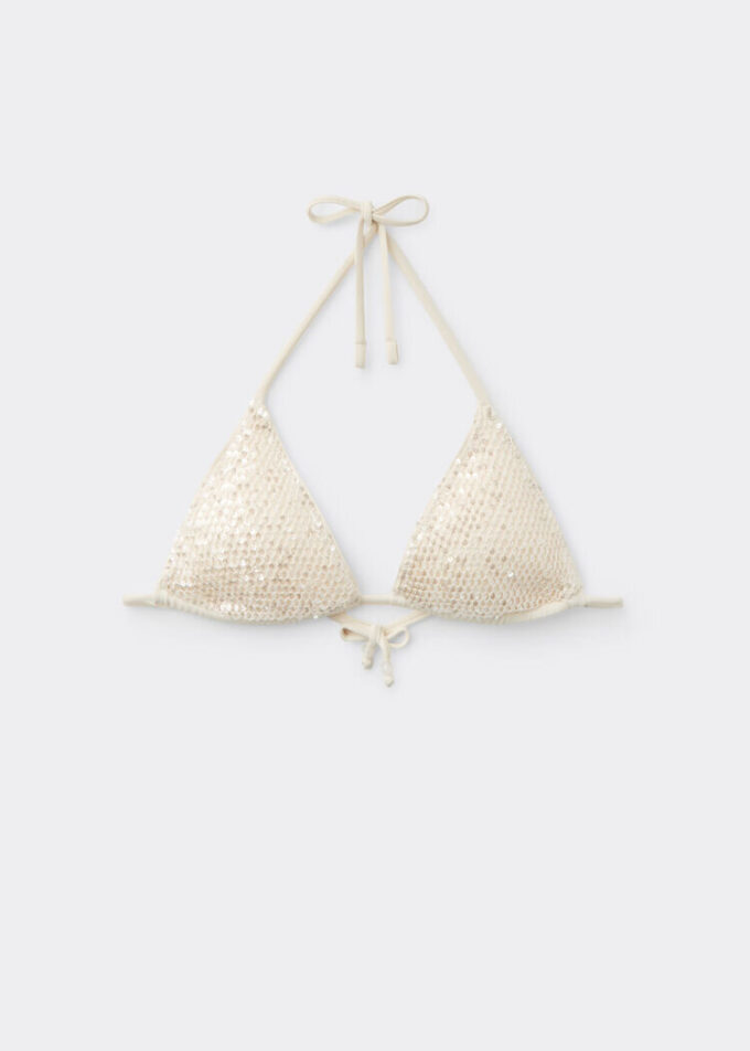 Üçgen Bikini Üstü Payetli File