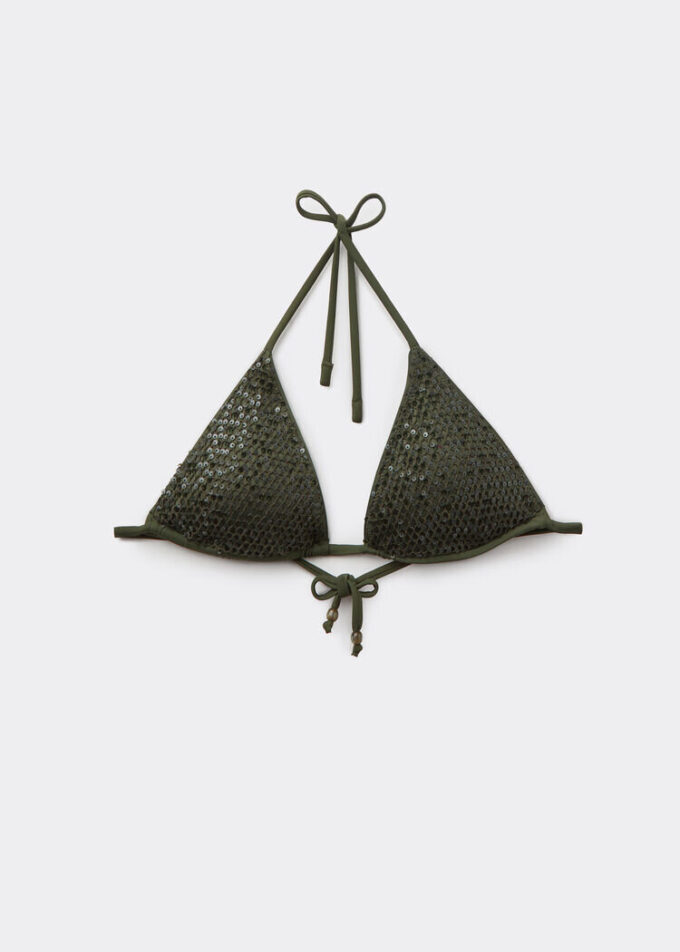 Üçgen Bikini Üstü Payetli File