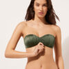 Kademeli Dolgulu Bandeau Mayo Üstü Parlak Saten