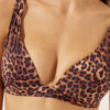 Kahverengi Animalier Kademeli Dolgulu Üçgen Bikini Üstü