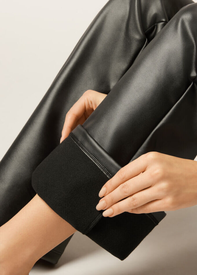 Kaplamalı Efektli Thermal Geniş Paça Pantolon