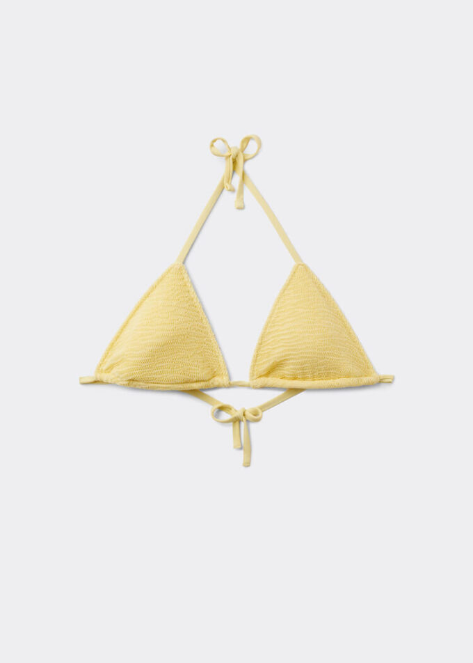 Çıkarılabilir Dolgulu Üçgen Bikini Üstü Kırışık Dalgalı