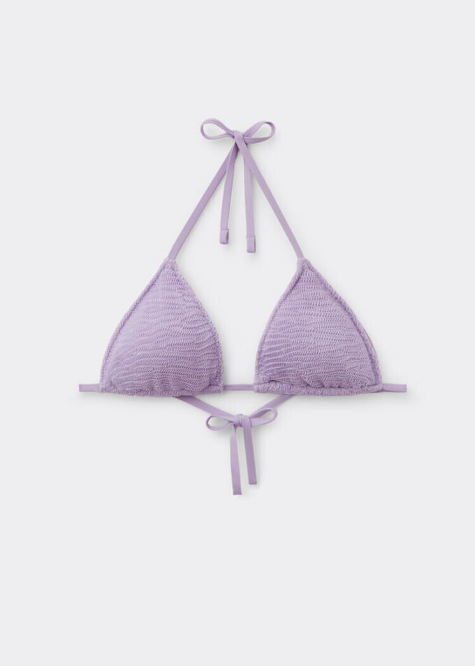 Çıkarılabilir Dolgulu Üçgen Bikini Üstü Kırışık Dalgalı