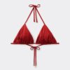 Çıkarılabilir dolgulu üçgen bikini üstü Parlak saten