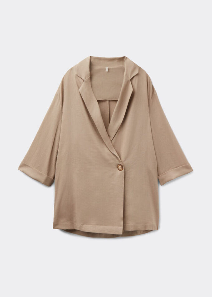 Keten Kumaştan Bol Kesim Blazer
