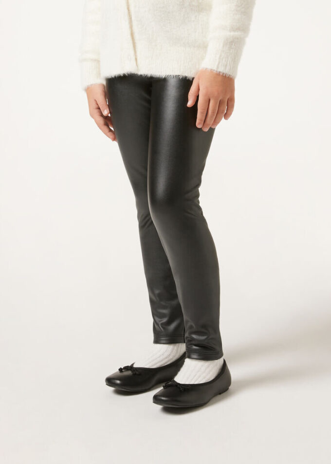 Kız Çocukları İçin Leather Effect Termal Tayt
