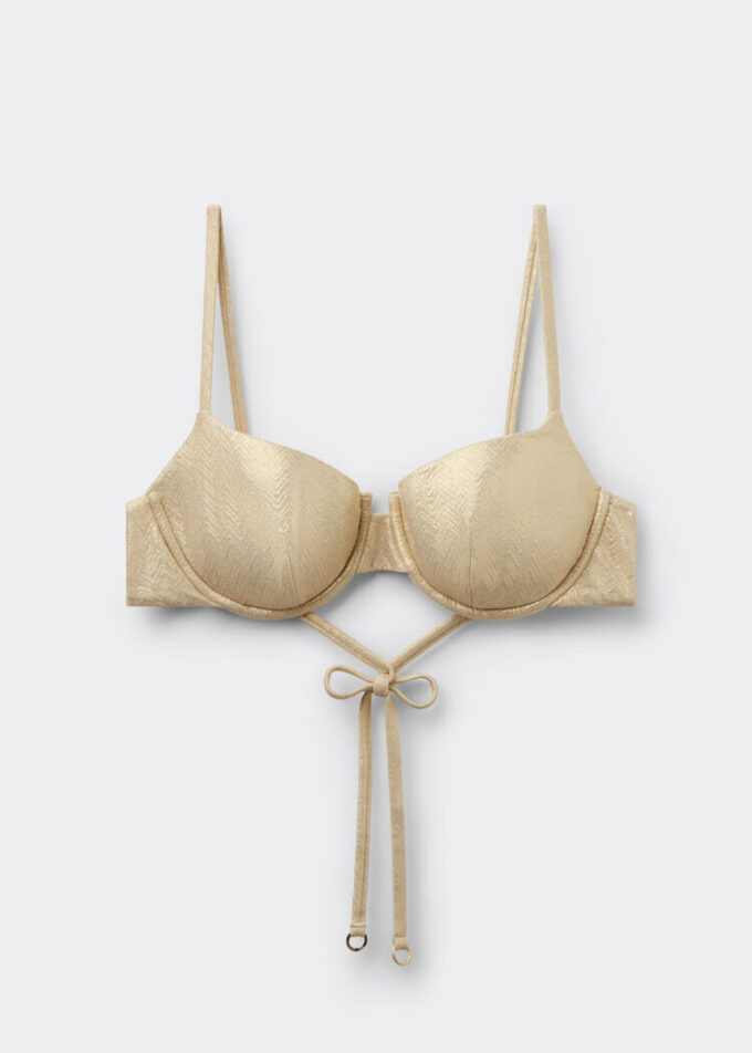 Push-up Bikini Üstü Altın Dalgalar