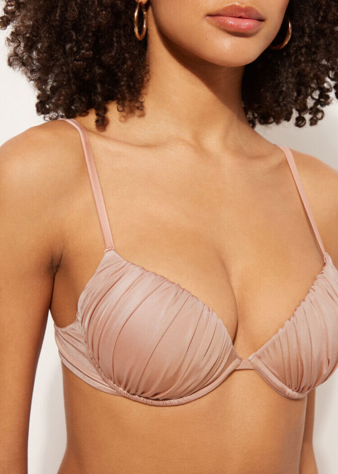 Push-up Bikini Üstleri Parlak Saten