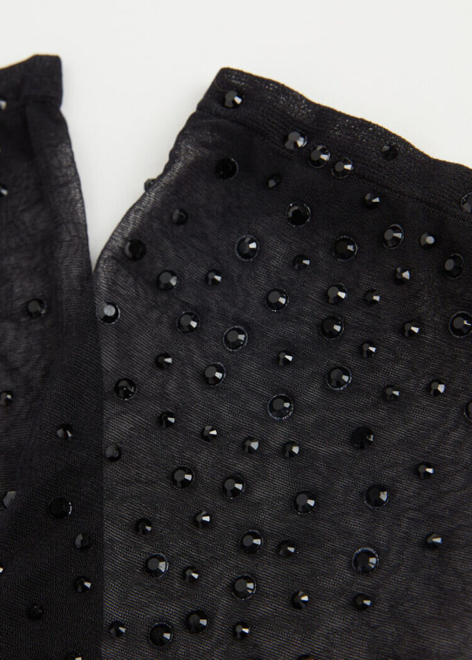 Rhinestones ile Şeffaf Kısa Çoraplar