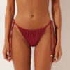 Saten Brezilya Kesimli İpli Bikini Altları