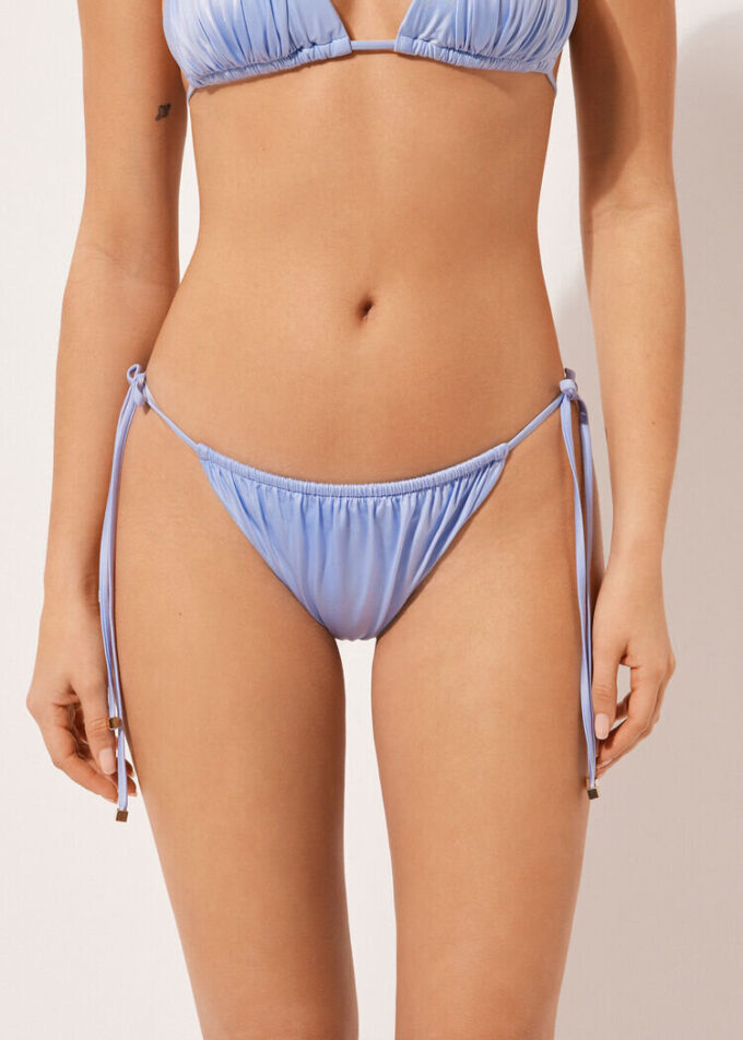 Saten Brezilya Kesimli İpli Bikini Altları