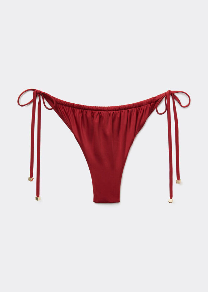 Saten Brezilya Kesimli İpli Bikini Altları